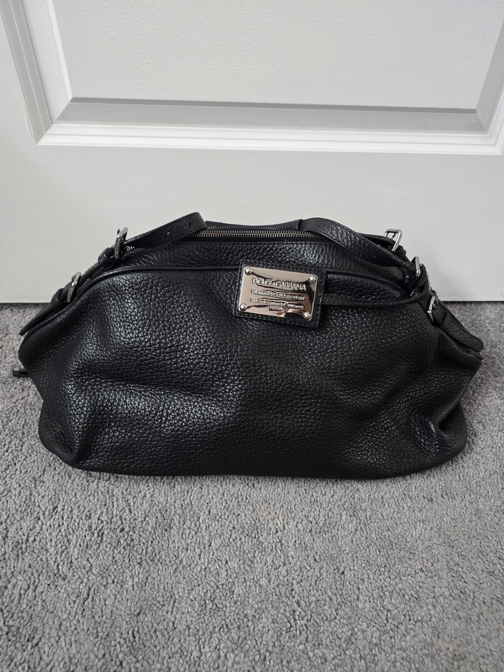 Dolce & Gabbana Miss Bunny Black Calfskin Leather Shoulder Bag with Logo Plague
